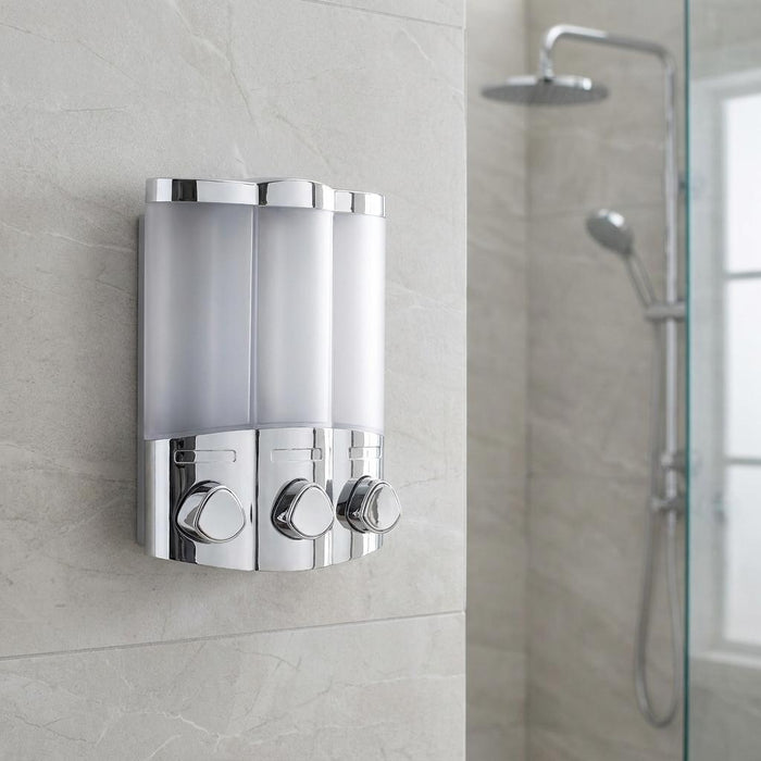 Gray Heavy Duty Plastic Three Chamber Wall Mount Soap Dispenser
