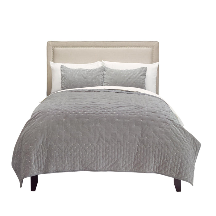 Gray Polka Dots King Quilt
