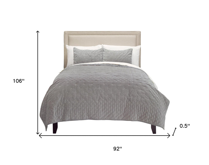 Gray Polka Dots King Quilt