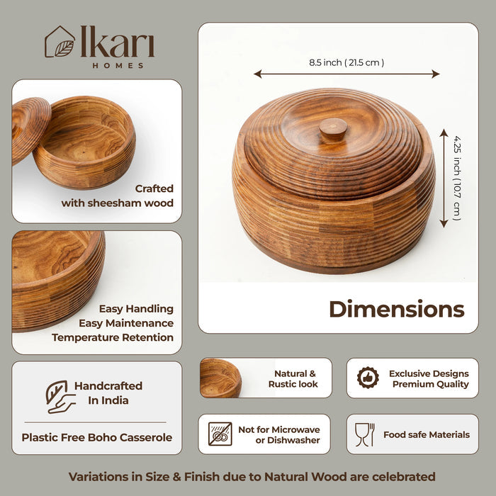 Handcrafted Premium Sheesham Wooden Chapati box