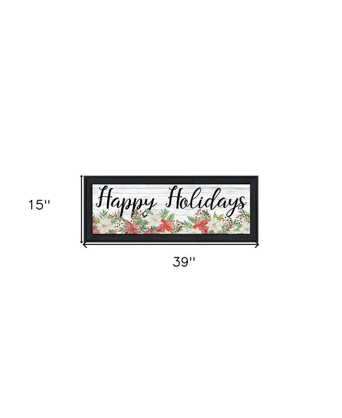 Happy Holiday Black Framed Wall Art