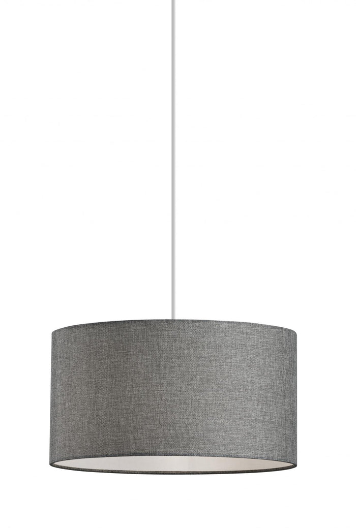 Heather Grey Fabric Shade Drum Pendant