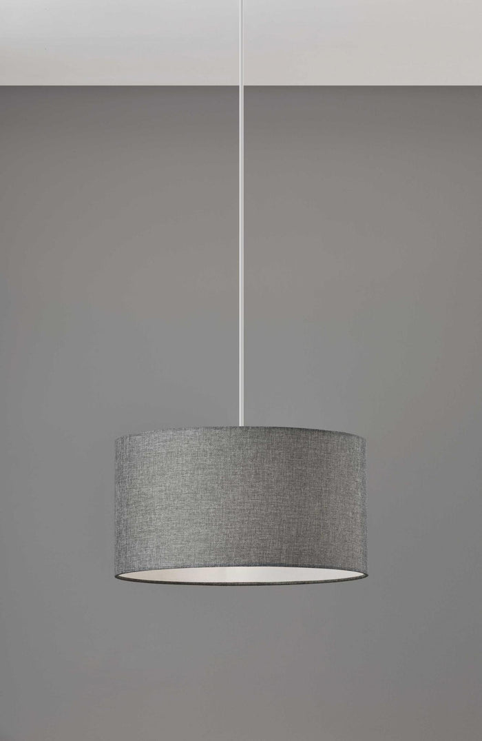 Heather Grey Fabric Shade Drum Pendant