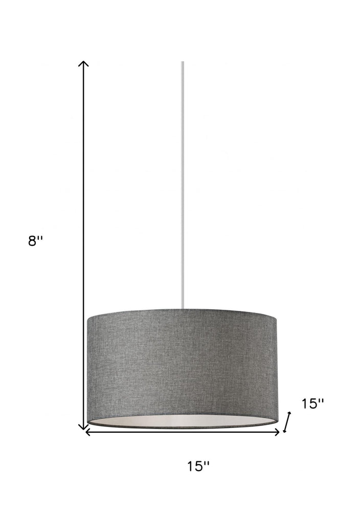 Heather Grey Fabric Shade Drum Pendant