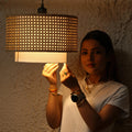 Hexa Duo Rattan Hanging Lamp (Big Size - 14 Inch)