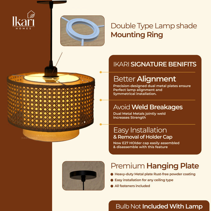 Hexa Duo Rattan Hanging Lamp (Big Size - 14 Inch)
