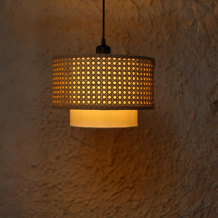 Hexa Duo Rattan Hanging Lamp (Big Size - 14 Inch)