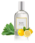 iGroom Bliss perfume bottle with sage leaves and lemons