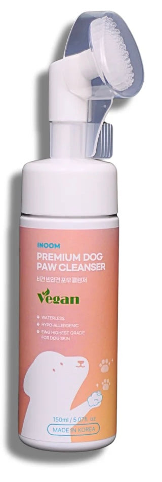 INOOM Premium Dog Paw Cleanser bottle with an attached silicone brush cap