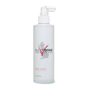 White pump bottle of Isle of Dogs Vanity Series Isle Lift volumising styling spray