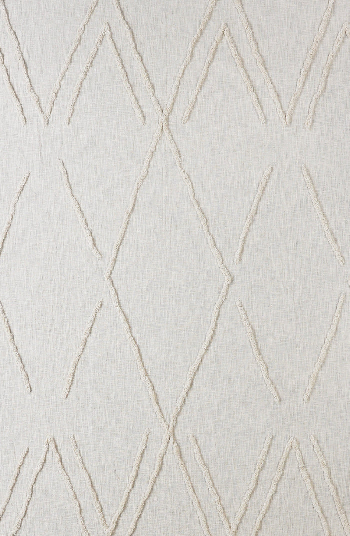 Ivory Geometric King Cotton Coverlet With Fringe