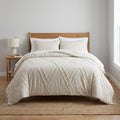 Ivory Geometric Queen Cotton Coverlet