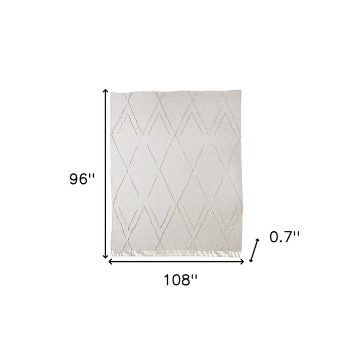 Ivory Geometric Queen Cotton Coverlet
