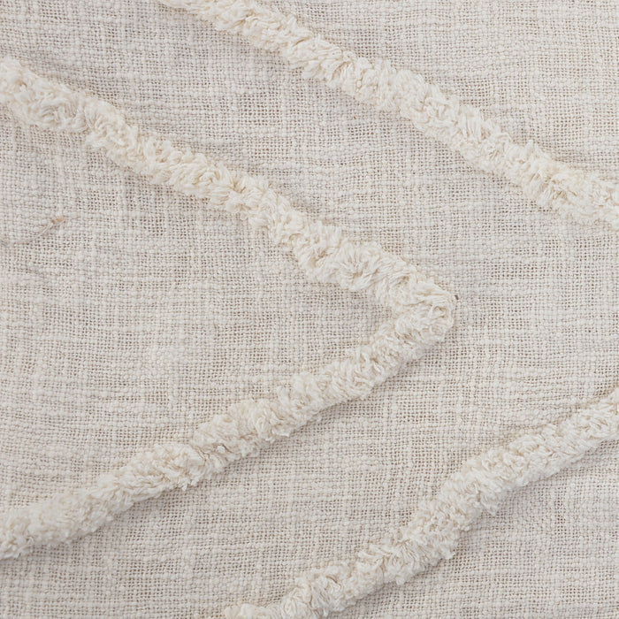 Ivory Geometric Queen Cotton Coverlet