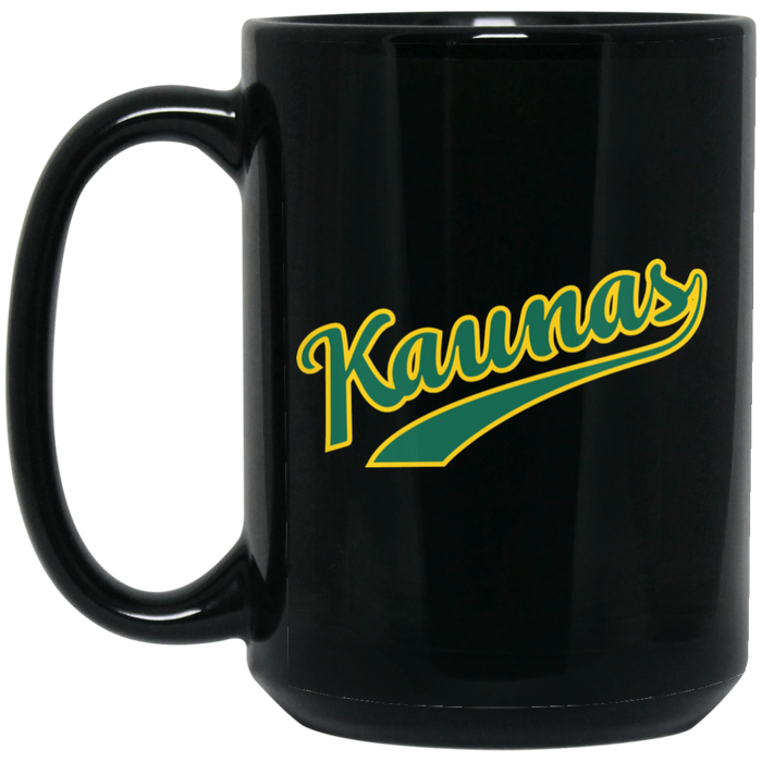 Kaunas - 15 oz. Black Ceramic Mug - Lithuania Strong