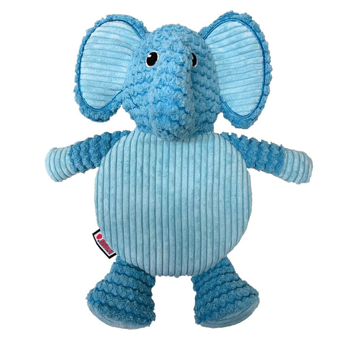KONG Low Stuff Crackle Tummiez blue elephant plush dog toy