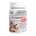 Tub of LifeWise Synbiotic 180-S probiotic and prebiotic supplement with photos of a dog, parrot, guinea pig and rabbit