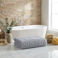 Light Gray Geometric Turkish Cotton 27" X 54" Bath Towel