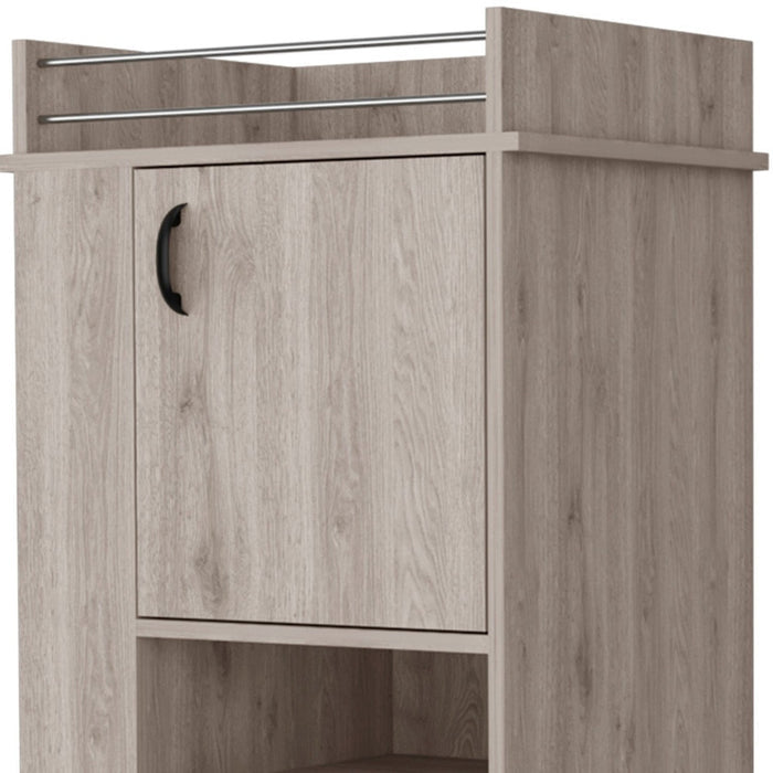 Light Gray Rolling Bar Cart With Wine Storage