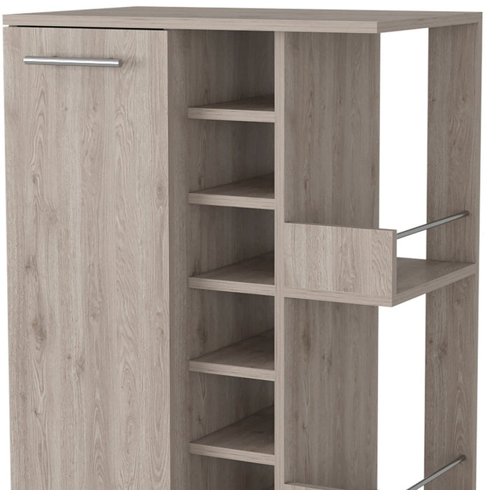 Light Gray Rolling Bar Cart With Wine Storage