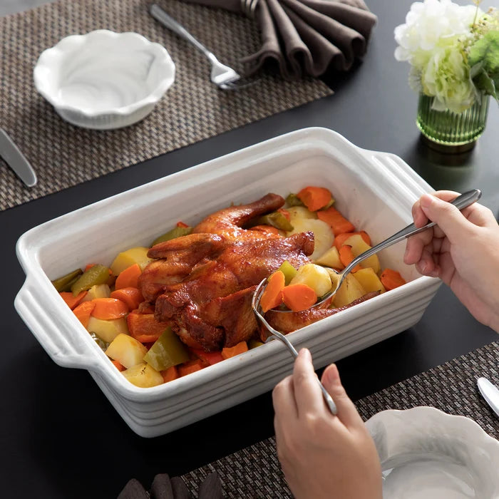 MALACASA Bake Series Porcelain Marble Oven Dishes 32cmx23.5x8.7cm 2700ml Baking Trays Oven Ramekin Gray Oven Dish