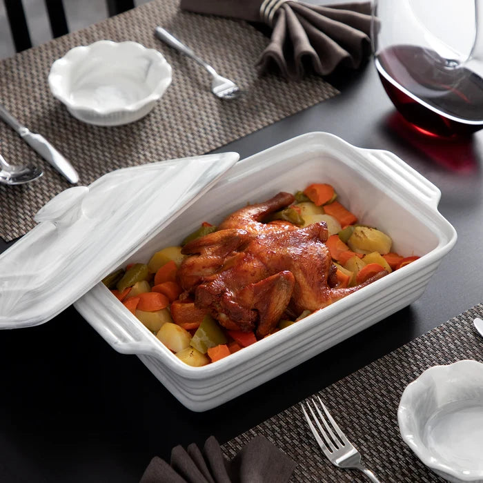 MALACASA Bake Series Porcelain Marble Oven Dishes 32cmx23.5x8.7cm 2700ml Baking Trays Oven Ramekin Gray Oven Dish