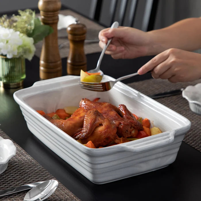 MALACASA Bake Series Porcelain Marble Oven Dishes 32cmx23.5x8.7cm 2700ml Baking Trays Oven Ramekin Gray Oven Dish