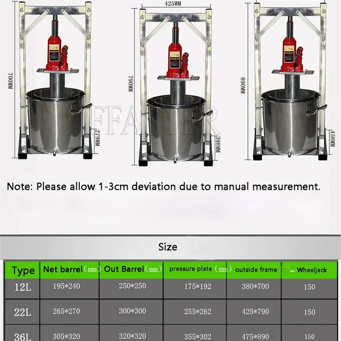 Manual Hydraulic Fruit Juicer/Hand Stainless Steel Grape Press Machine/Small Grape Wine Pressing Machine
