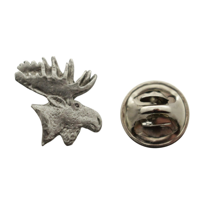 Moose Head Mini Pin ~ Antiqued Pewter ~ Miniature Lapel Pin ~ Sarah's Treats & Treasures