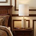 Natural Wood Circular Block Table Lamp