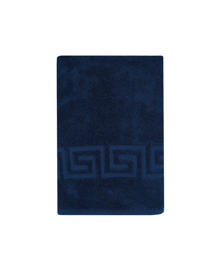 Navy Blue Greek Key Turkish Cotton 27" X 54" Bath Towel