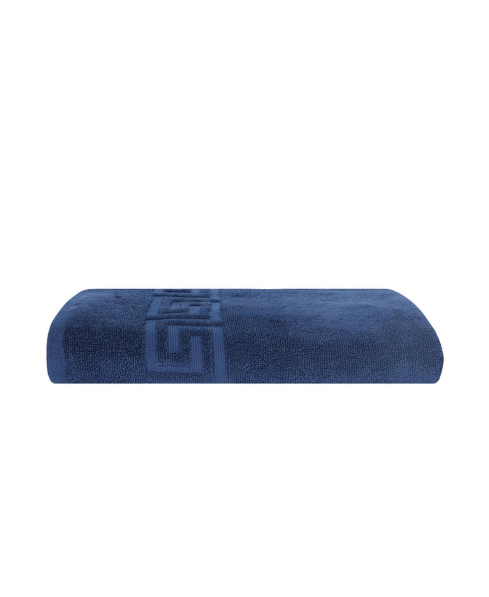 Navy Blue Greek Key Turkish Cotton 27" X 54" Bath Towel