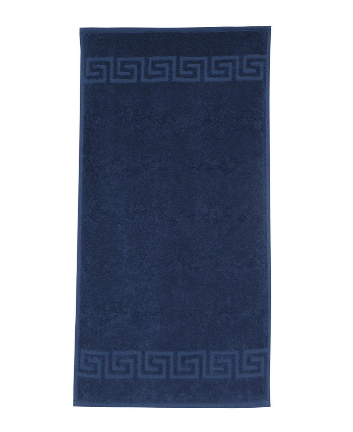 Navy Blue Greek Key Turkish Cotton 30" X 16" Hand Towel