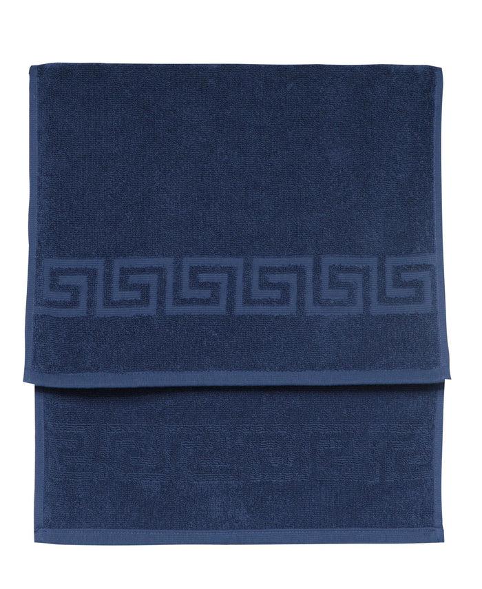 Navy Blue Greek Key Turkish Cotton 30" X 16" Hand Towel