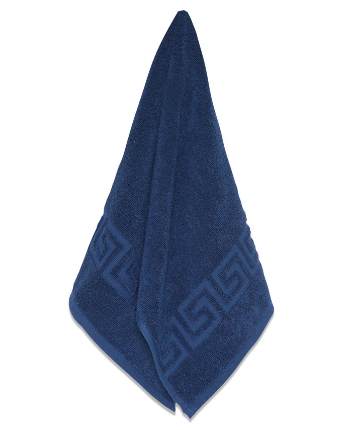 Navy Blue Greek Key Turkish Cotton 30" X 16" Hand Towel