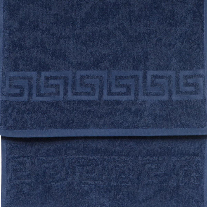 Navy Blue Greek Key Turkish Cotton 30" X 16" Hand Towel