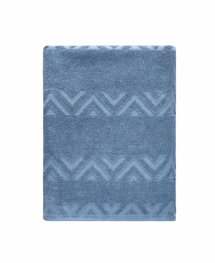 Navy Blue Jacquard Turkish Cotton 27" X 54" Chevron Bath Towel