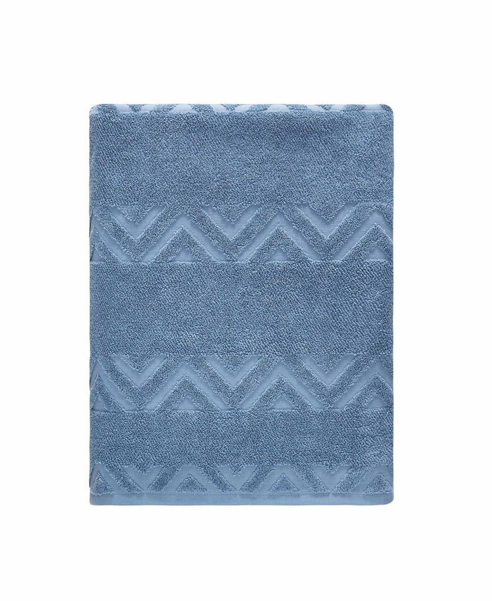 Navy Blue Jacquard Turkish Cotton 27" X 54" Chevron Bath Towel