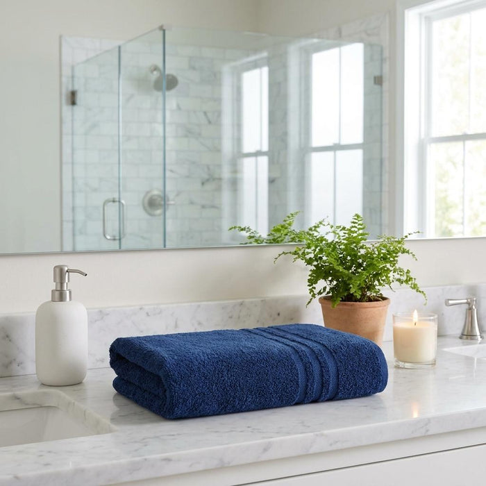 Navy Blue Turkish Cotton 27" X 54" Bath Towel