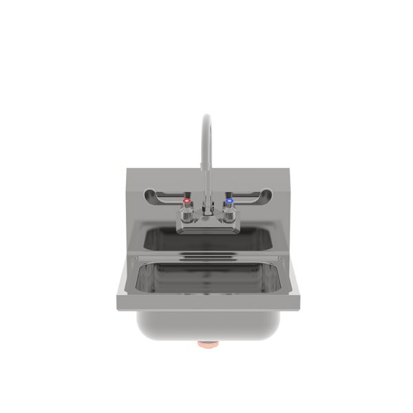 New Atosa SH15 15-3/4" Stainless Hand Sink w/ Wrist Blade Handle & 8" Backsplash