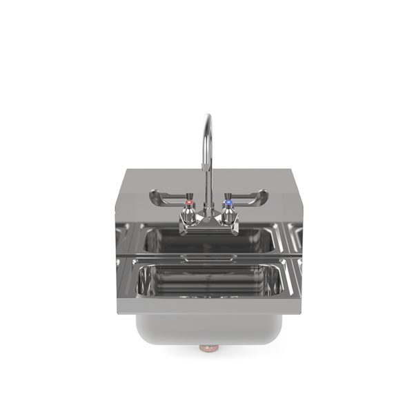 New Atosa SH15SD 15-3/4" Stainless Hand Sink w/ Side Splashes, Wrist Blade Handle & 8" Backsplash