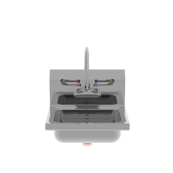 New Atosa SH17 17" Stainless Hand Sink w/ Wrist Blade Handle & 8" Backsplash