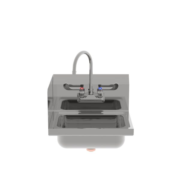 New Atosa SH17SL 17" Stainless Hand Sink w/ Left Splash, Wrist Blade Handle & 8" Backsplash
