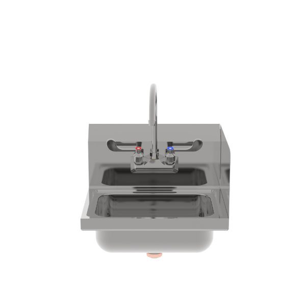 New Atosa SH17SR 17" Stainless Hand Sink w/ Right Splash, Wrist Blade Handle & 8" Backsplash