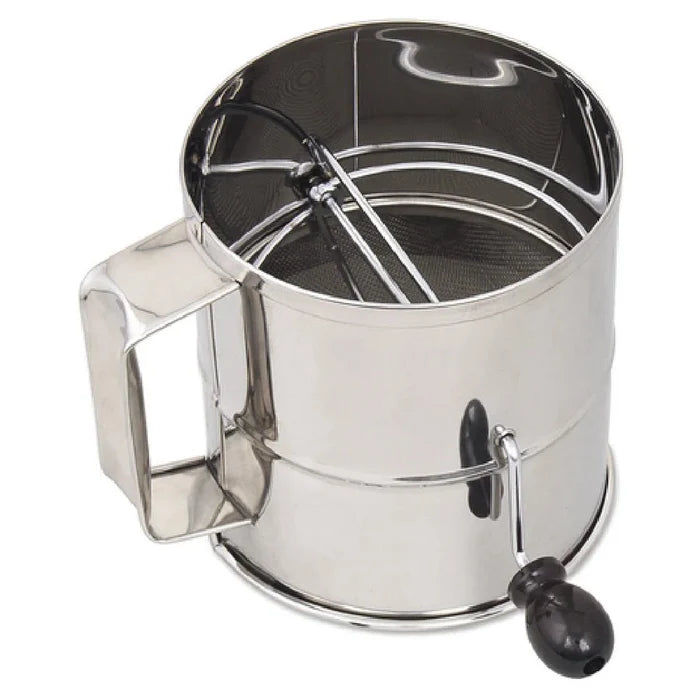 New Browne 8 cup Stainless Steel Rotary Flour Sifter (1260) - Falcon Restaurant Supply - 1
