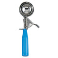 New Browne Disher, Standard, Size 16, 2.25oz/66ml, w/Blue Handle, Stainless (573316) - Falcon Restaurant Supply - 1