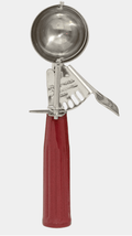 New Browne Disher, Standard Size, 24, 1.356oz, w/Red Handle, Stainless (573324) - Falcon Restaurant Supply - 1