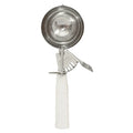 New Browne Disher, Standard Size, 6, 4.86oz/144ml, w/White Handle, Stainless (573306) - Falcon Restaurant Supply - 1