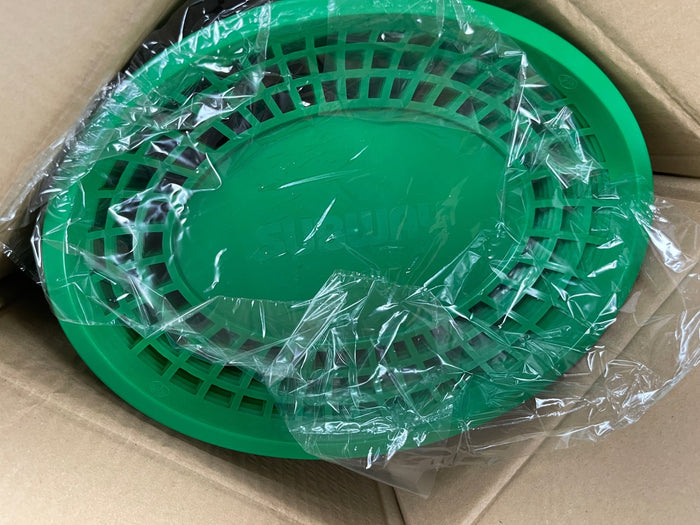 New Case of 48 Subway Green Oval Plastic Food Serving Baskets 12"x 9" - Falcon Restaurant Supply - 1