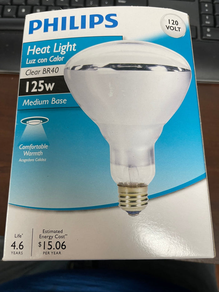 New Philips BR40 Clear Heat Light 125W Medium Base. - Falcon Restaurant Supply - 1